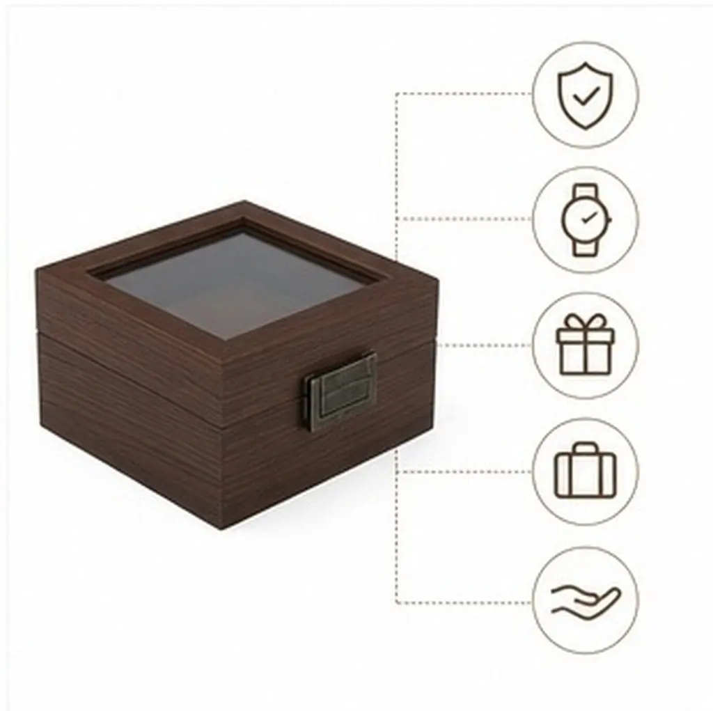 Single Wooden Watch Box Black Walnut Vintage Wood Watch Organizer Case Portable Wristwatch Storage Display Box Gift for Men