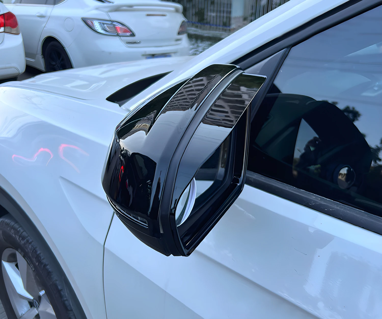 يناسب أودي A5L 2025 2026 سيارة مرآة الرؤية الخلفية المطر الحاجب المطر درع الظل حامي غطاء لامع أسود الخارجي ملحق #4