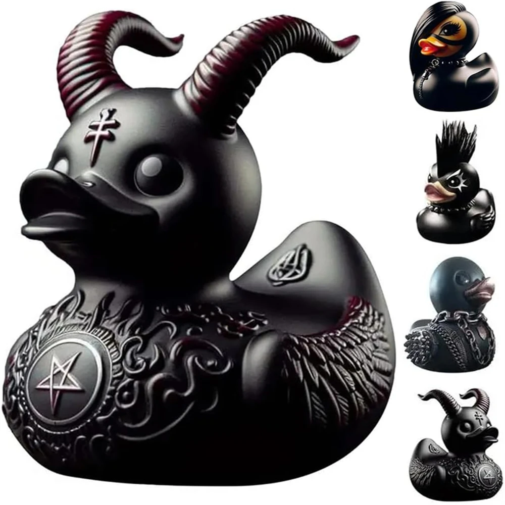 Goth Satanic Duck Halloween Resin Duck Decoration Gothic Punk Rock Duck Statue Collectible Gothic Gift Home Decor