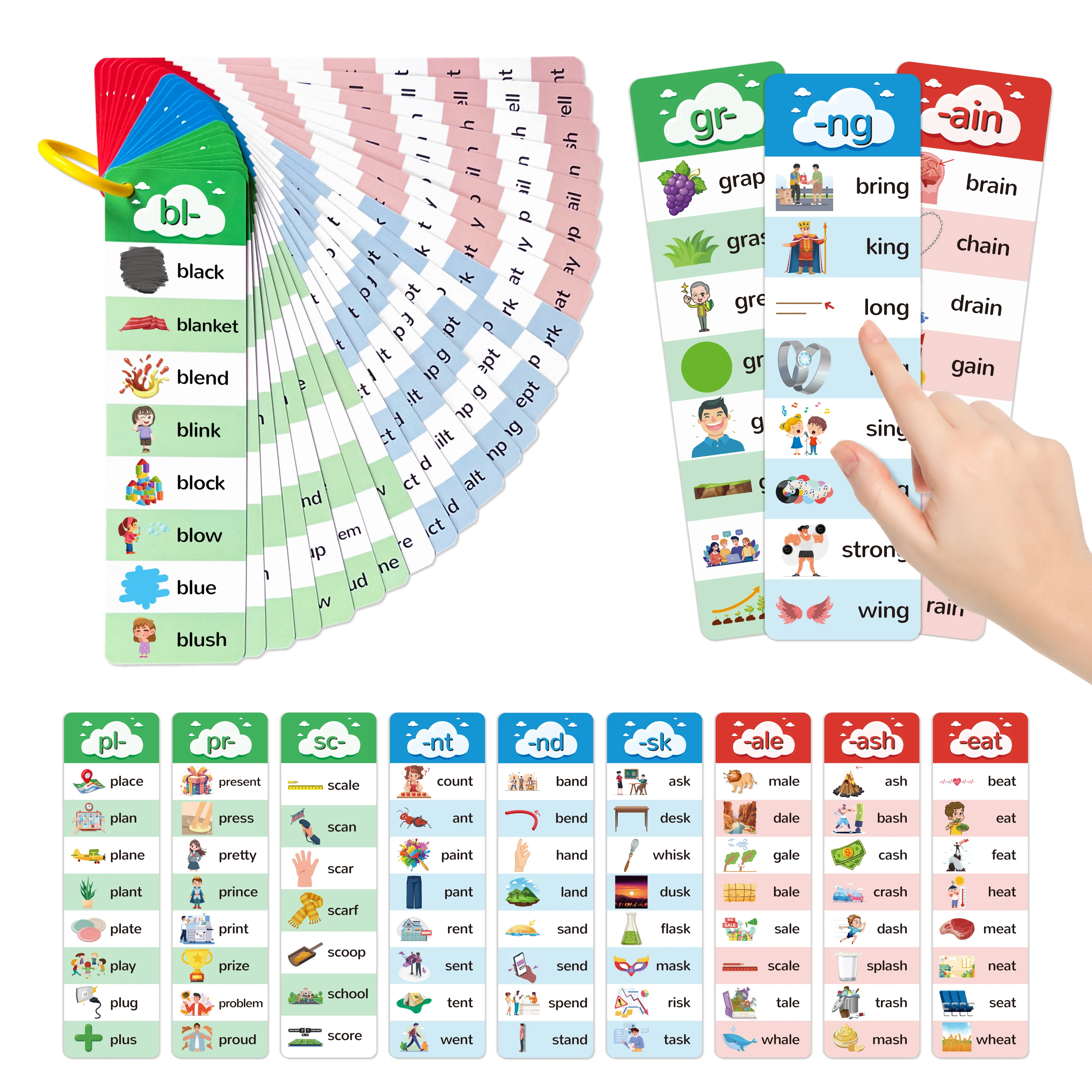 بطاقات فلاش يمزج الحروف، وتعلم الكلمات التفاعلية بأنماط مقطوعة وقواعد النطق للأطفال/المبتدئين #1