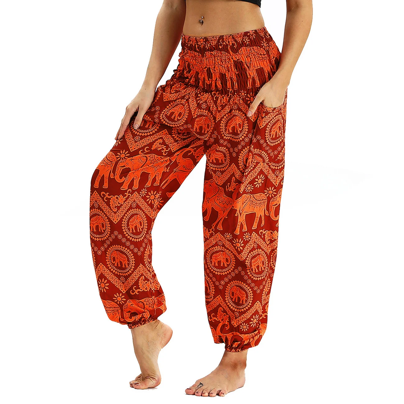 Alpha Yoga Outfits Pantaloni stile harem Boho per donna Pantaloni da jogging da corsa in vita alta elastica Pantaloni bohémien Boho Hippie