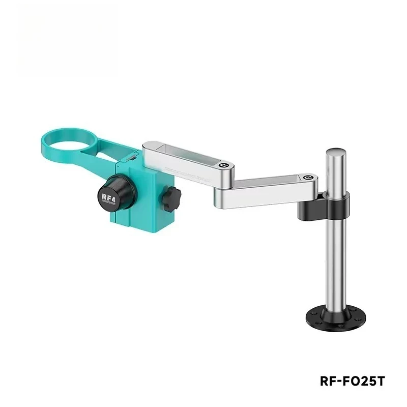RF4 RF-FO25T Adjustable Metal Microscope Arm Stand Holder with Clip,360° Rotating Bracket for Phone Repair and Industrial Use
