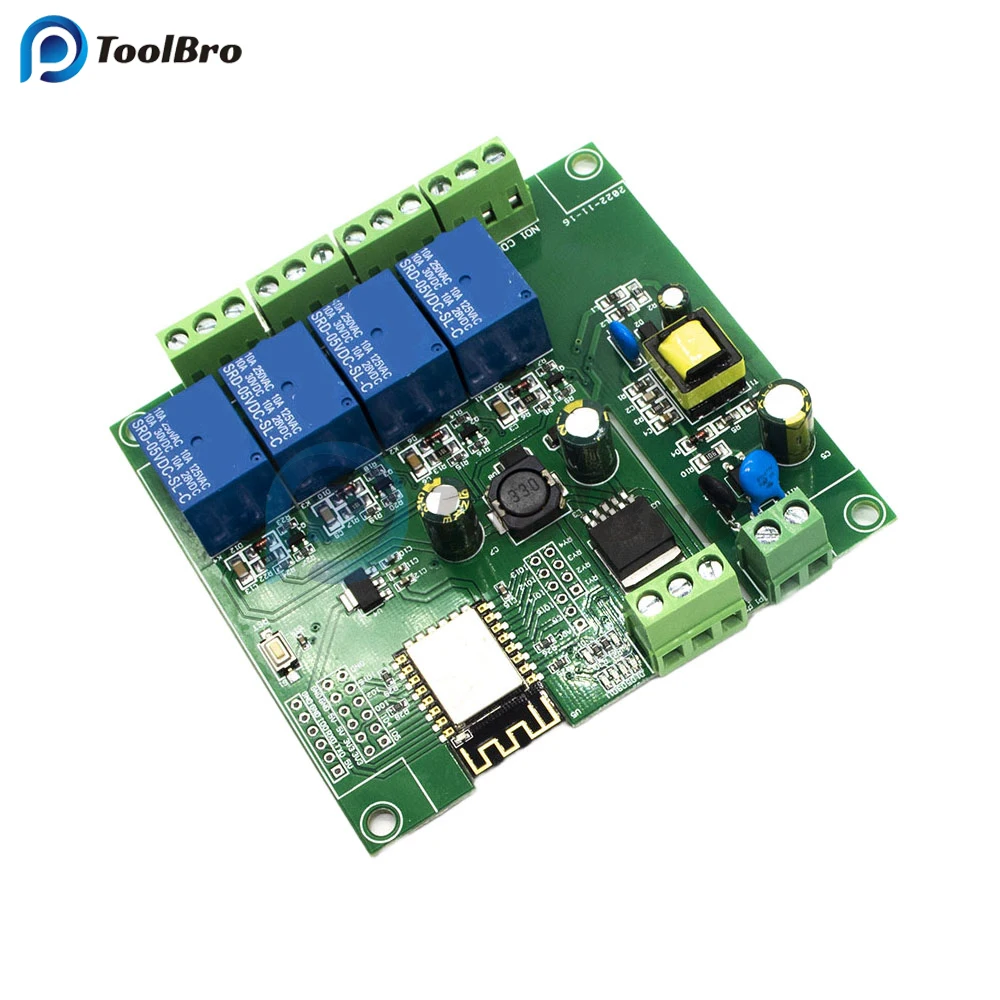 Programmable ESP-12F Wifi Relay Module AC 90-250V to DC 7-30V 5V Switching Power Supply I/O UART 4 CH Relay for Arduino IOT