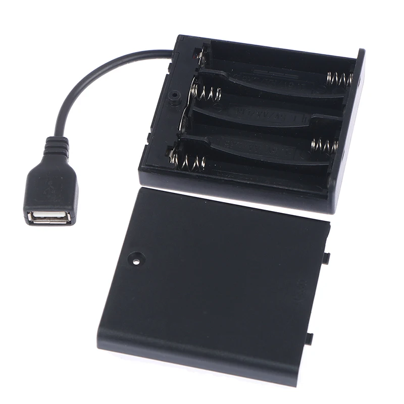 4 X Caja de pilas AA USB para tira de luces LED de 5 V Mini fuente de alimentación USB