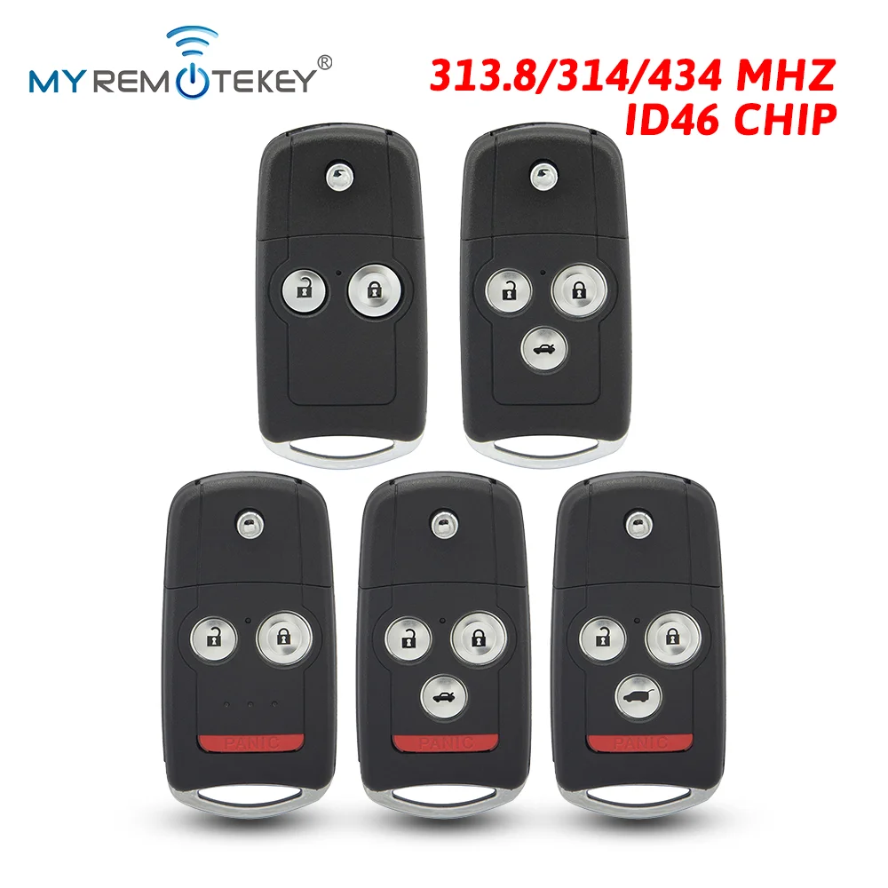 MYREMOTEKEY Remote Control Key Fob MLBHLIK-1T Flip Remote Key ID46 Chip 313.8/314/434 Mhz For Honda Insight Civic Accord 8