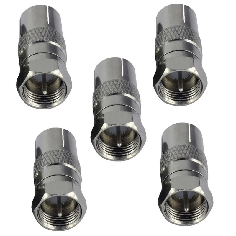 5PCS F Type Male Plug Connector Socket to RF Coax For IEC TV Aerial Female RF Adapte