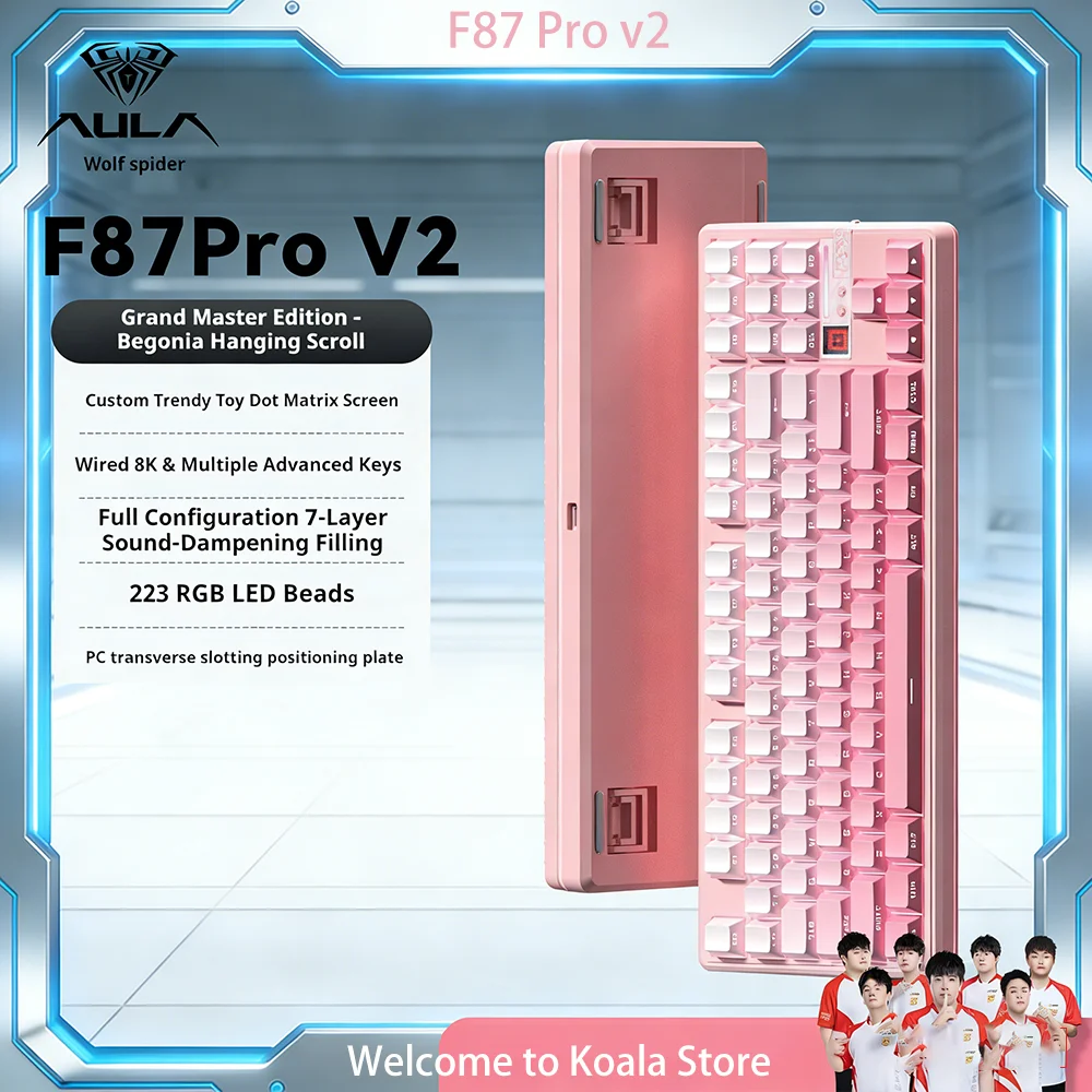 

AULA F87Pro V2 Mechanical Keyboards RGB PBT Gasket Long Battery Life Custom Wireless Tri-Mode Gaming Keyboard PC Accessory Gifts