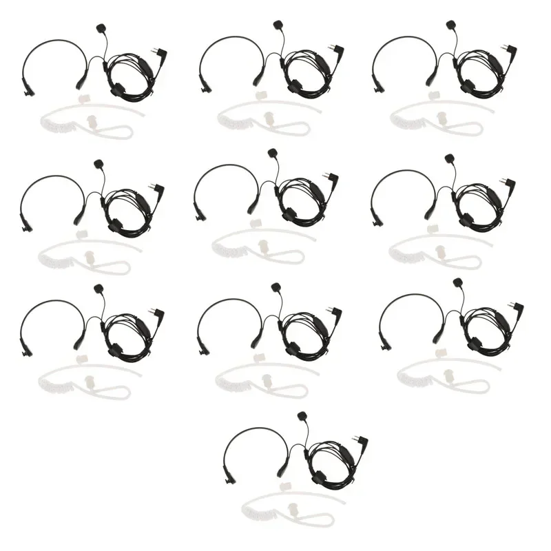 

Lot 10PCS 2 Pin Throat Controlled Earphone Air Tube Headset Finger PTT Mic for Motorola CP200 CT450 GP68 HYT TC-500 Puxing Radio