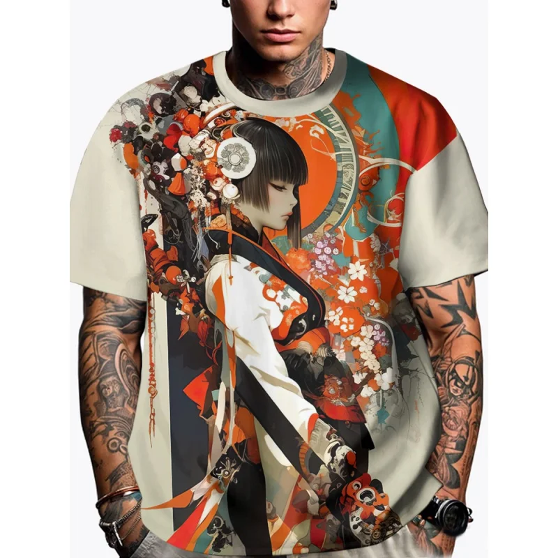 

Японская футболка с 3D принтом для девочек, крутые футболки с рисунком меча, летние свободные женские футболки с короткими рукавами, спортивная одежда с круглым вырезом, топ