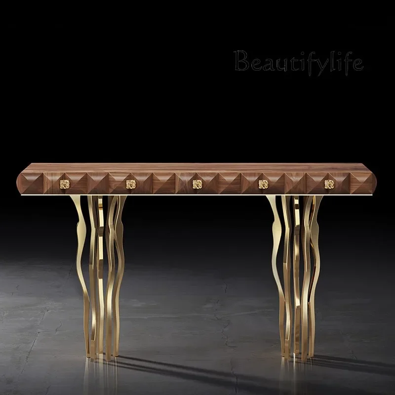 S Italian Light Luxury Solid Wood Entrance Table Against The Wall Strip Table High-end Entrance Door Entrance Table