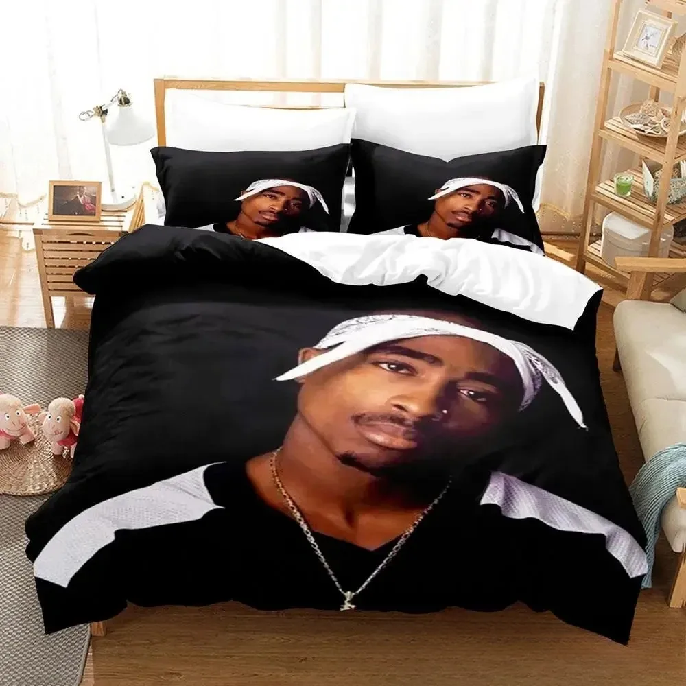 3D Print Tupac Amaru Shakur 2 PAC Bedding Set Double Twin King Duvet Cover Comforter Pillowcase Boys Girls Adults Bedroom