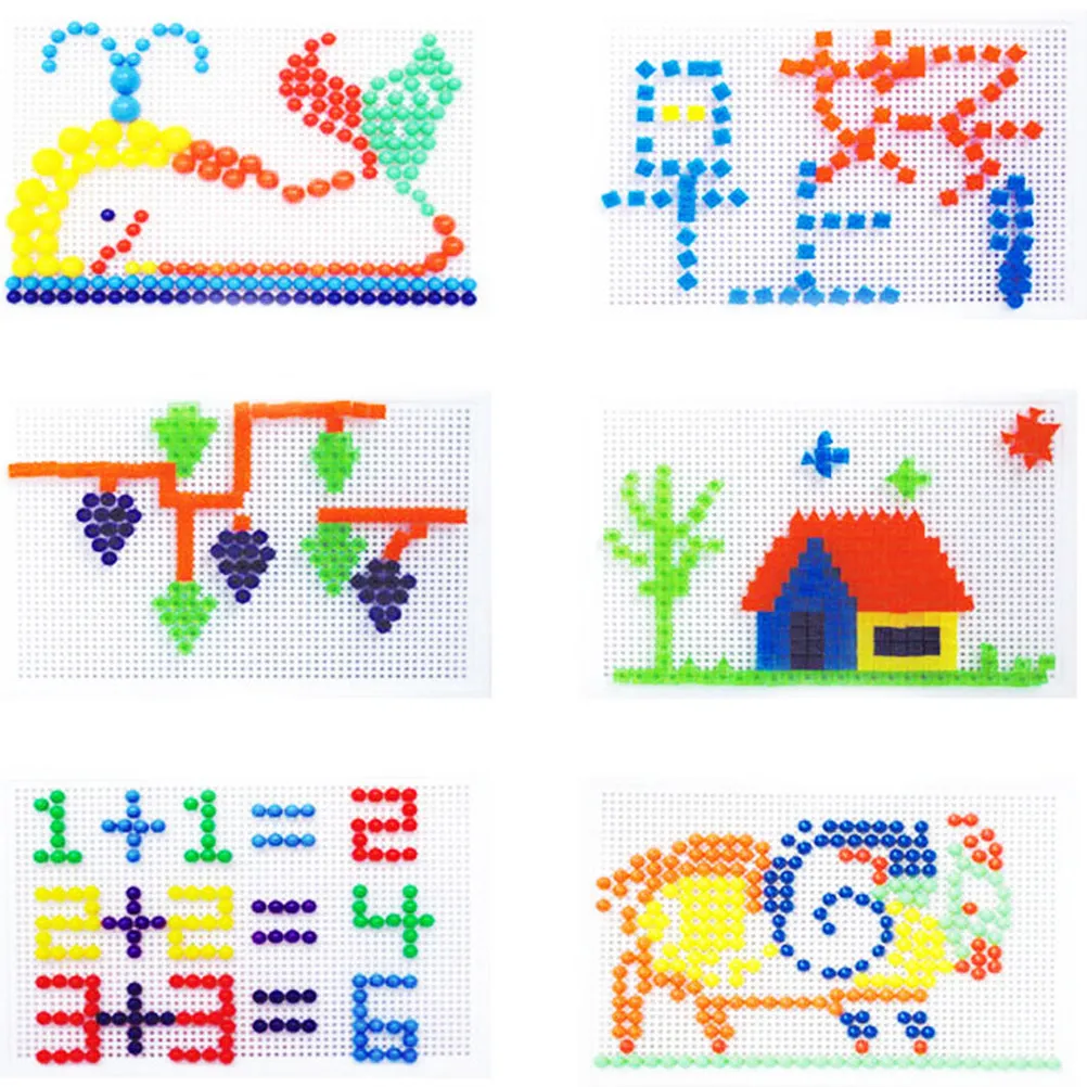 

296Pcs Mushroom Nail Jigsaw Puzzle Creative Educational Pegboard Set Early Childhood Logic Thinking Development