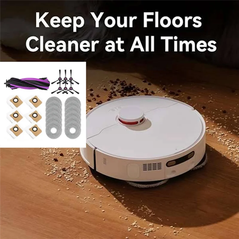 TCF-For JONR P20 Pro روبوت فراغ 25 قطعة أجزاء الملحقات-استبدال قابل للغسل الجانب الرئيسي فرشاة ممسحة القماش كيس لجميع الغبار مرفق