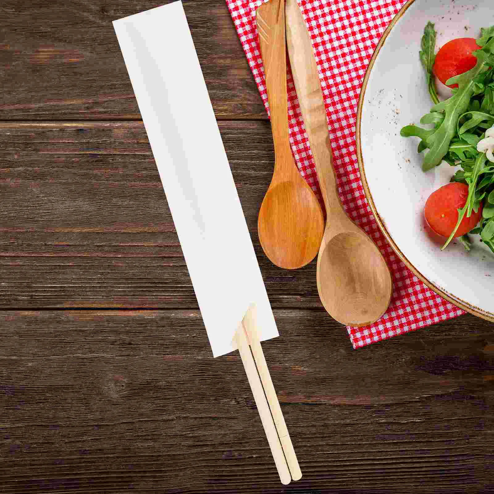 100 Pcs Chopsticks Sleeve Paper Disposable Wrapping Bags Cutlery Holder Safe Material Food Portable Storage