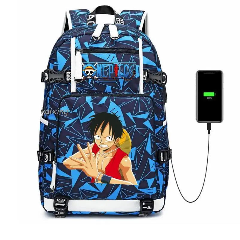 One Piece Luffy USB Mochila de Carregamento, Mochila, Notebook Laptop Bags para Crianças Estudantes, Viagem Rucksack Gift, Hot