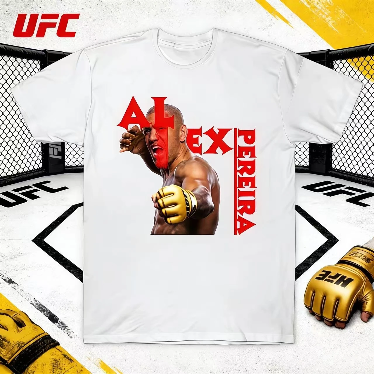 

Футболка UFC Alex Pereira 2026 летняя, 100% хлопок, с принтом, модная, дышащая, повседневная, унисекс