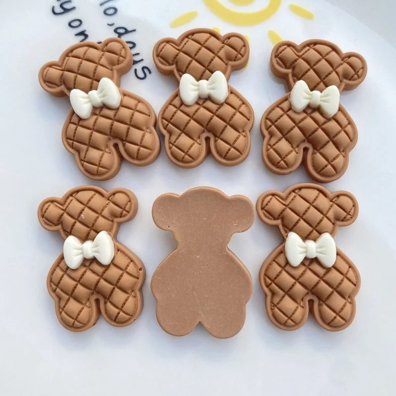 20Pcs Cartoon Diamond grid bear Flat back Resin Cabochons Scrapbooking Hair Bows Center DIY Phone Case Decoration Accessories