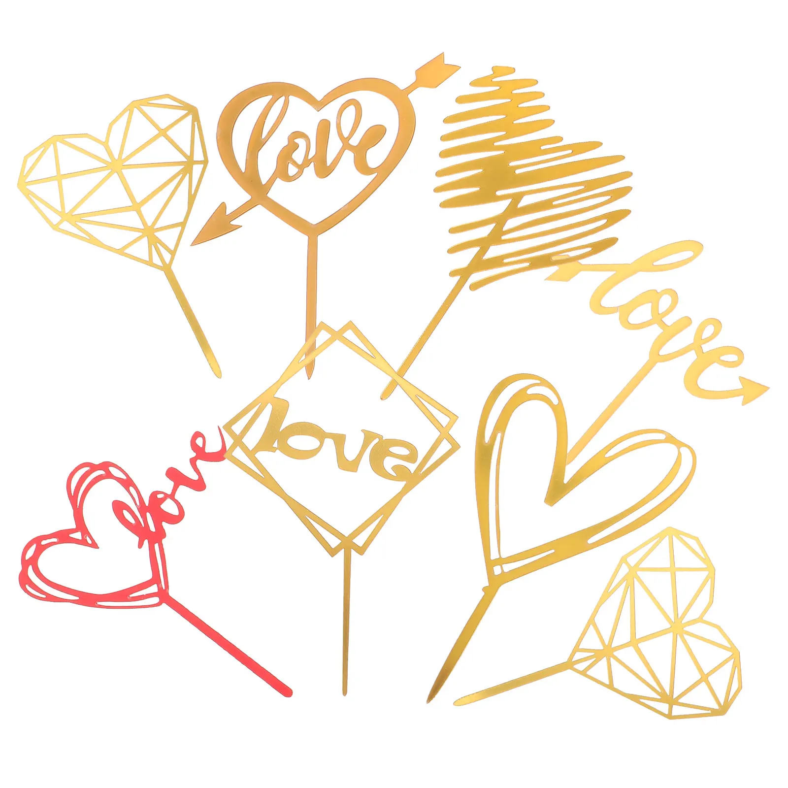 

8pcs Acrylic Cake Decorations Beautiful Safe Material Wedding Party Supplies Valentines Day Favors Cupcake Toppers Cake Picks