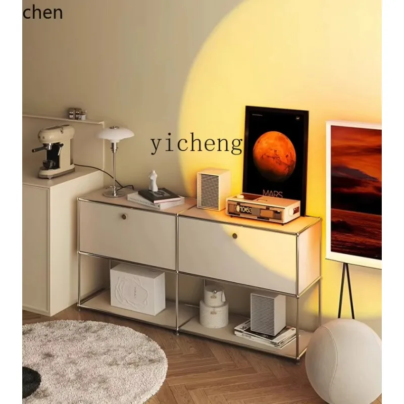 YFY  Second-Hand Stainless Steel Modular Living Room Storage Cabinet Modern Minimalist TV