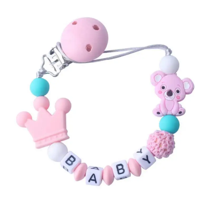 Personalized Name Handmade Silicone Chews Nurse Gift Toys Koala Teething Necklace Pacifier Clip With Name BABY Custom