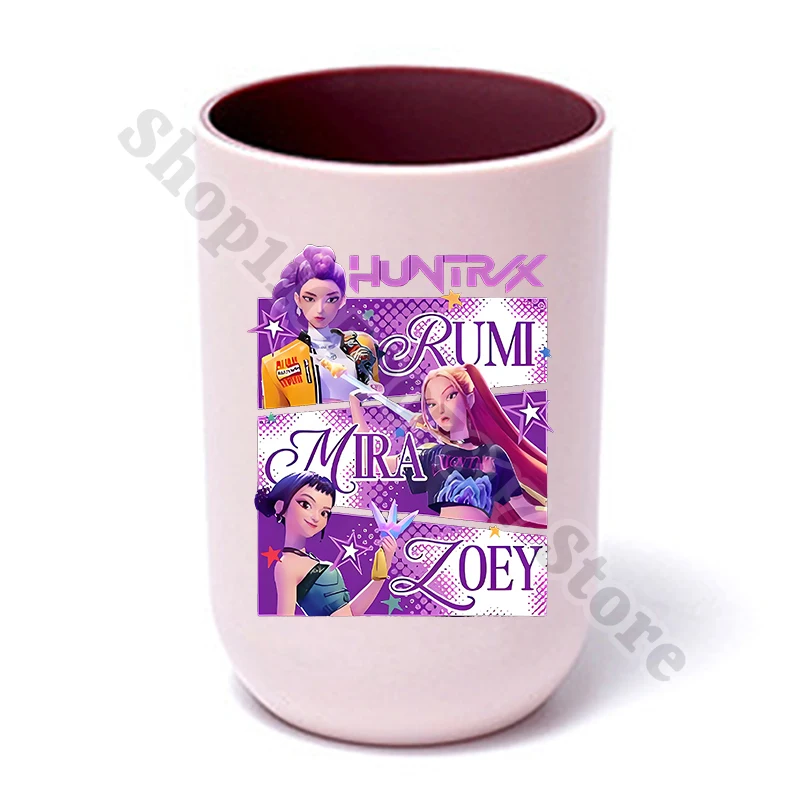 KPop شيطان الصيادين فتاة كوب فرشاة الأسنان البلاستيكية الأطفال الكرتون لطيف غسول الفم أكواب الاطفال أنيمي المحمولة شطف القدح هدية الكريسماس #4