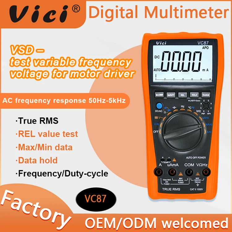 Digital Multimeter True RMS 6000 Counts AC DC Voltage Current Resistance Capacitance Frequency Temperature Tester Auto Range LCD