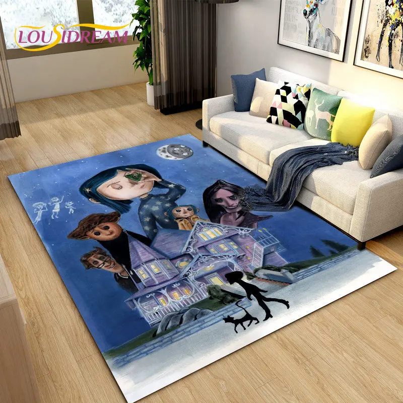 3D Cartoon Coraline Area Rug,Carpet Rug for Living Room Children\'s Bedroom Sofa Yoga,Kids Play Game Crawling Non-slip Floor Mat