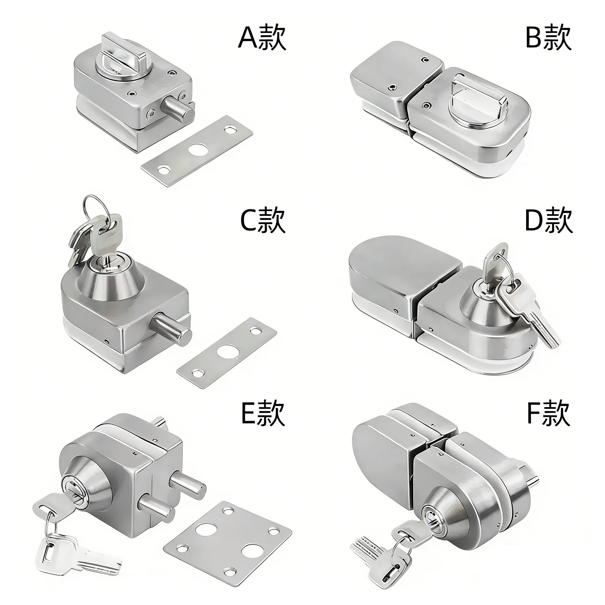 Frameless Tempered Glass Door Lock Non-Drilling Single/Double Door Sliding Floor Lock Plug for Home Security