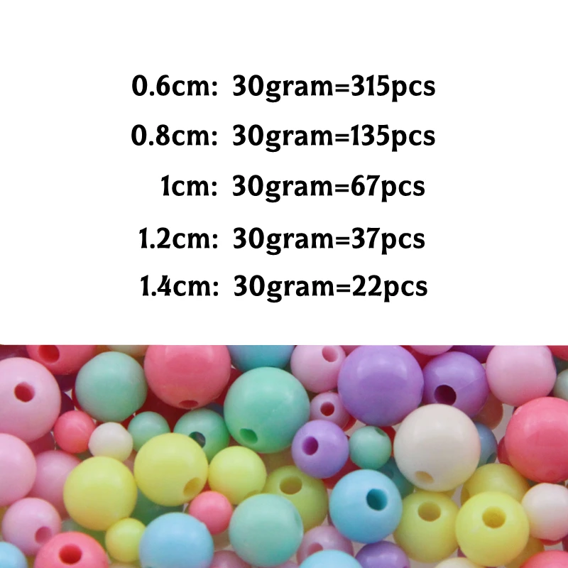 30 Gram 0.6-1.4cm Mieszane Kolory Macaron Akrylowe Okrągłe Koraliki Do Wyrobu Biżuterii Bransoletek Naszyjników DIY Zabawki Dla Dzieci Materiały Do Rękodzieła — zdjęcie 7