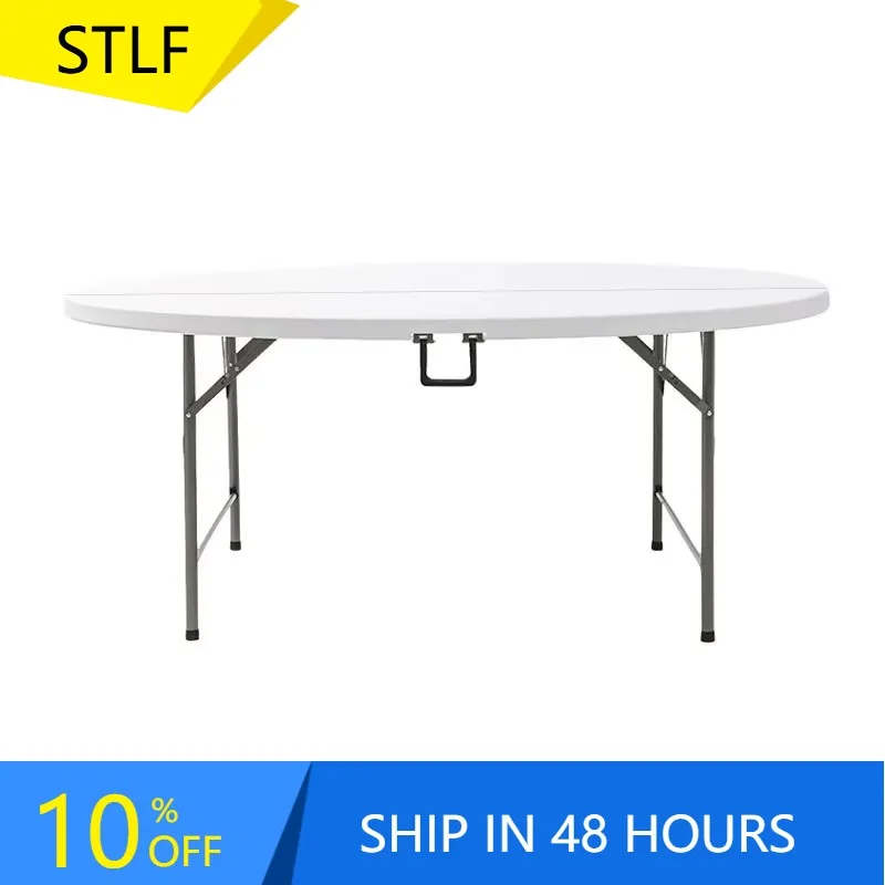 

XMSJ Folding HDPE Blow-Molded Plastic Table 1.2m Round Minimalist Modern Style Outdoor Furniture For Food Stalls And Outdoor Use