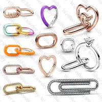 925 Sterling Silver ME pretty Tie-dye Love Word Marry Me Nailed Heart Styling Double Link Pavé Paperclip Styling Link