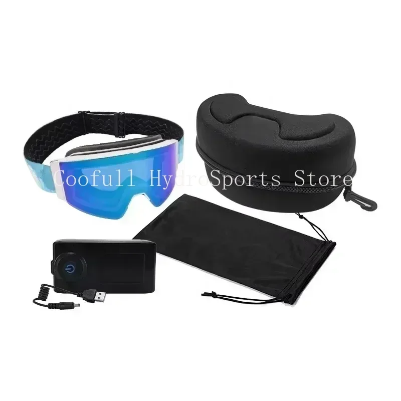 Electrically Heated Anti Fog Polarized Ski Goggles, Magnetic Interchangeable Gradient Lens,  for Winter Sports, Snowboarding