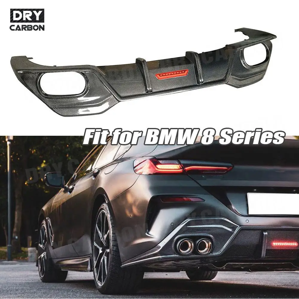 

Carbon Fiber Rear Diffuser Bumper Lip Splitters Spoiler With LED For BMW 8 Series G16 2019 2020 FRP Car Bodykits Accessories