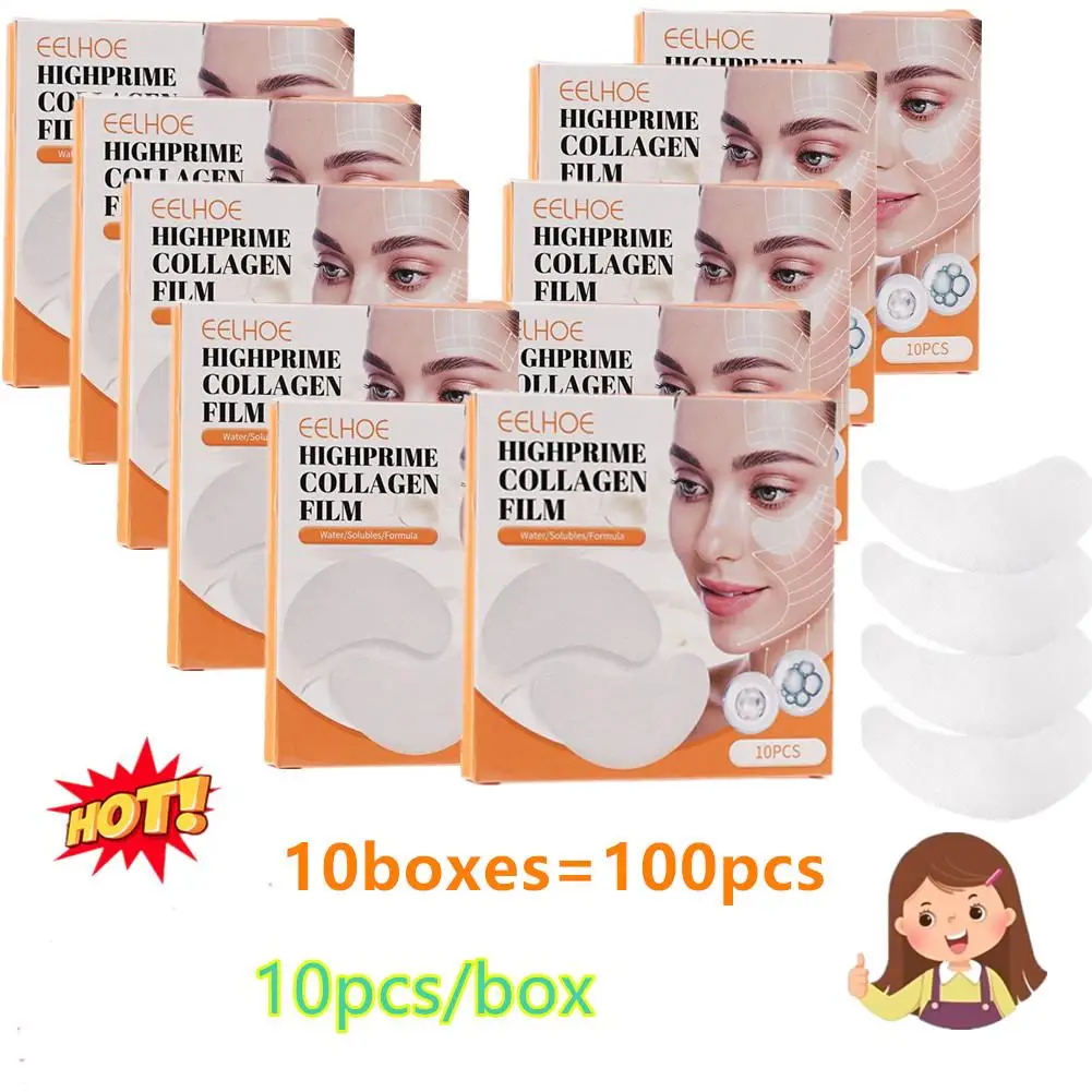 

10boxes Collagen Soluble Film Eye Zone Mask Vitamin Patches Hyaluronic Acid Moisturizing Firming Face Dark Circles Skin Care