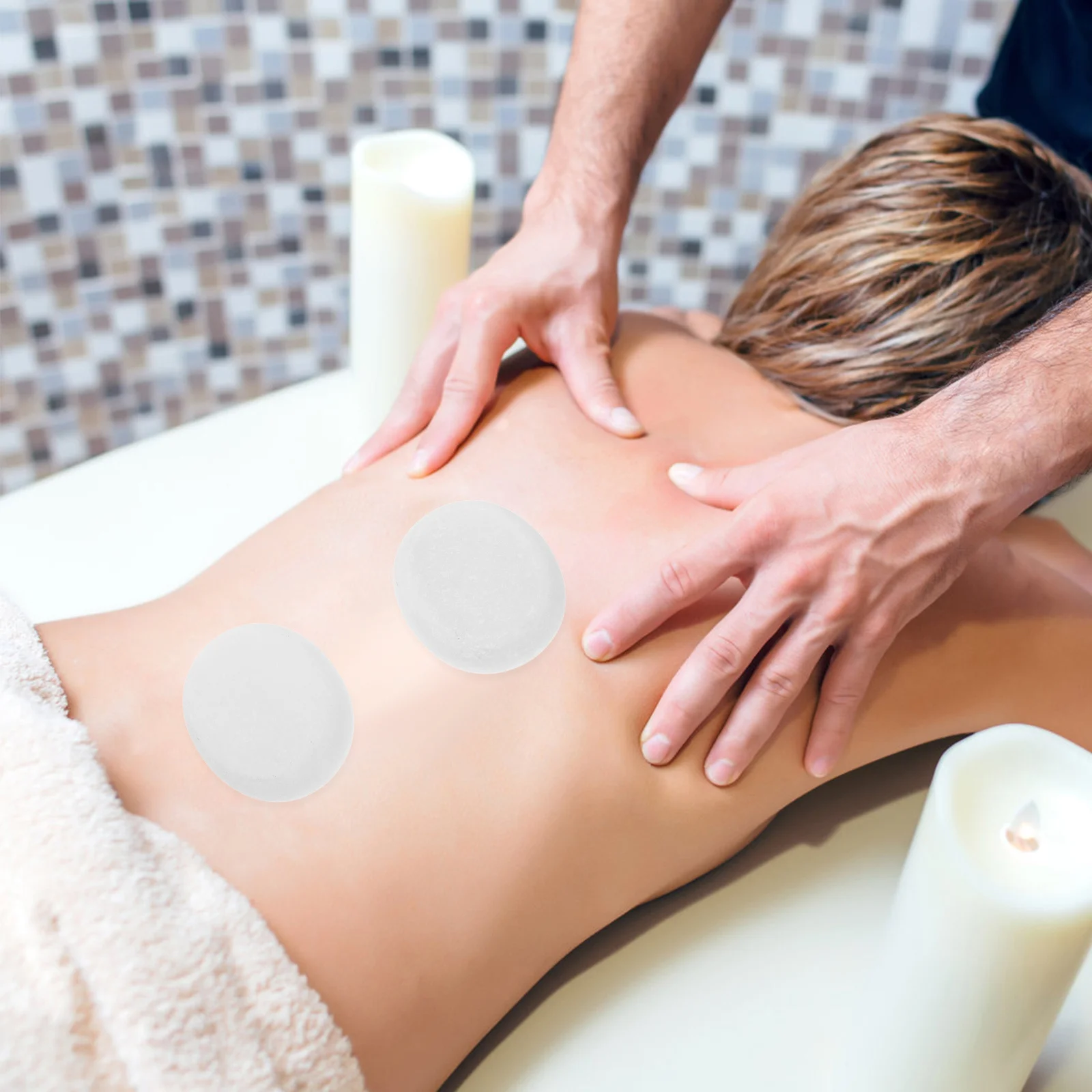 2 pçs natural para terapia quente e fria spa spa suprimentos relaxamento massagem quente pedra óleo essencial conjunto de massagem corporal