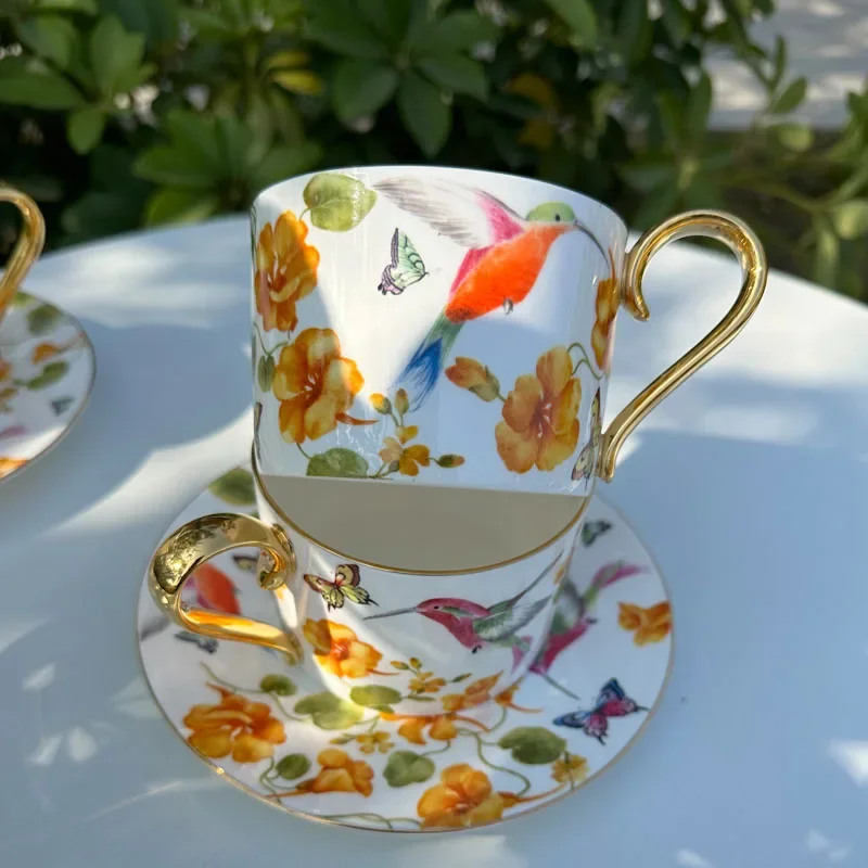 Nordic Hummingbird Ceramic Coffee Cup Dish European Exquisite Bone Porcelain Cup Dish Afternoon Tea Set Tea Cup Set Tableware