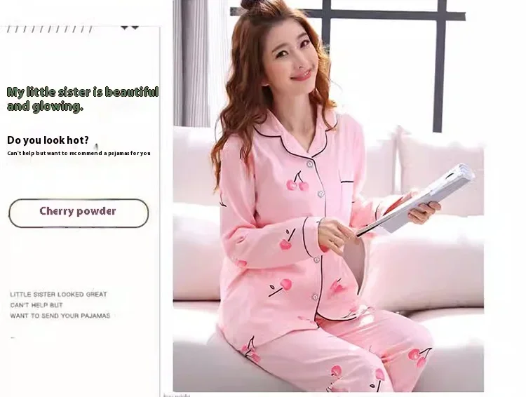Four Seasons Damen-Pyjama-Set mit Revers-Oberteil und langer Hose, kariert, gestreift, bedruckt, 2-teiliges Set, Damen-Nachtwäsche, Homewear – Detail 3