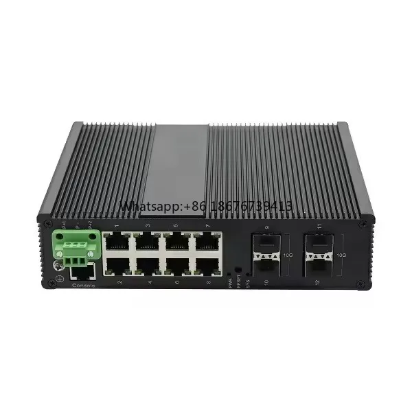 High Speed 10G Industrial Network Switch 8 *10/100/1000Mbps RJ45 Ethernet Switch with 4*10G SFP Managed Ethernet Switch
