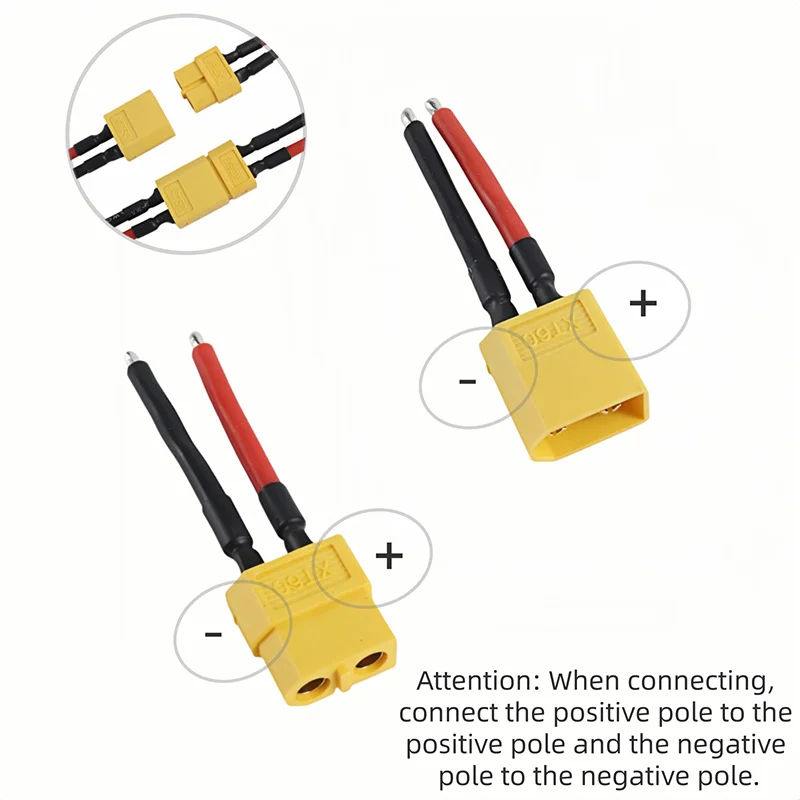 5 Paar XT60 Stecker-Buchse-Verbinder mit 50 mm 14AWG Silikonkabel für RC-Drohne, Quadcopter, Auto, Boot, Lipo-Akku, ESC – Detail 4