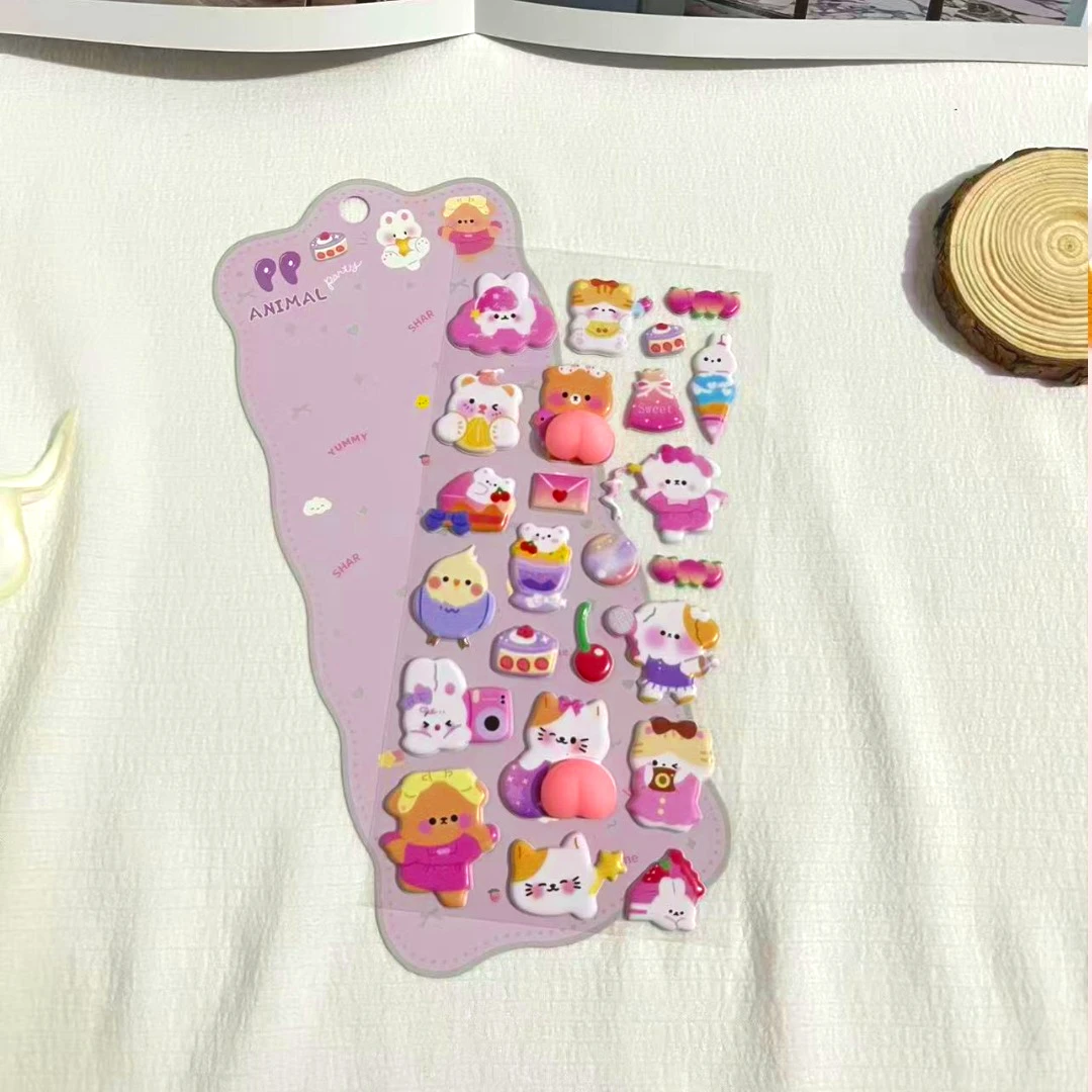 Urocze naklejki antystresowe ze zwierzętami - kreatywne naklejki dekoracyjne z kreskówkowymi zwierzętami, zabawne do zabawy i oglądania.