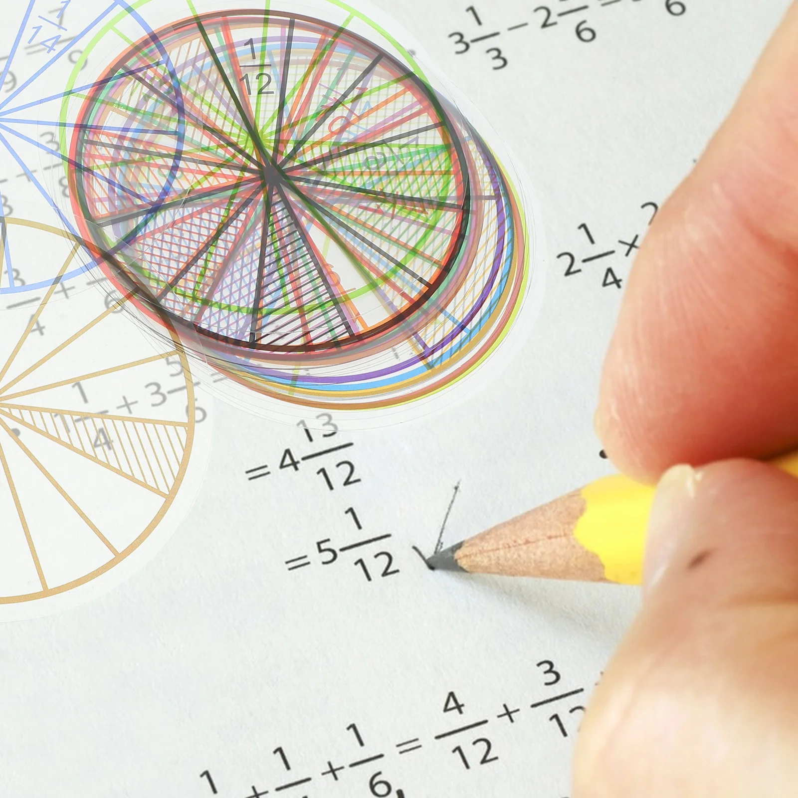 16 Sheets Fraction Teaching Aids 10cm Math Toys Cognition Trays Kids Tools Number Learning Plaything fraction circles children