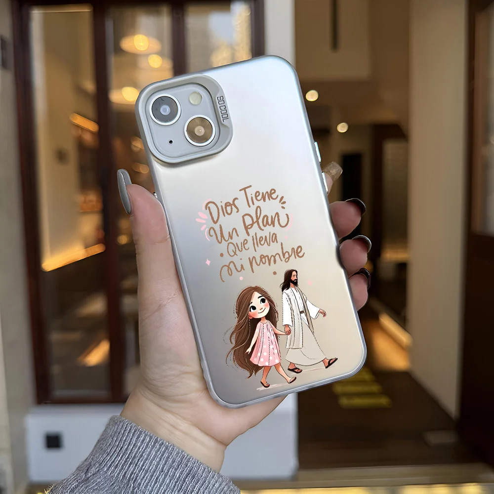 حافظة هاتف جميلة تظهر فتاة محظوظة المشي مع الله لهاتف iPhone 16 15 14 13 12 11 Pro Max Plus #5