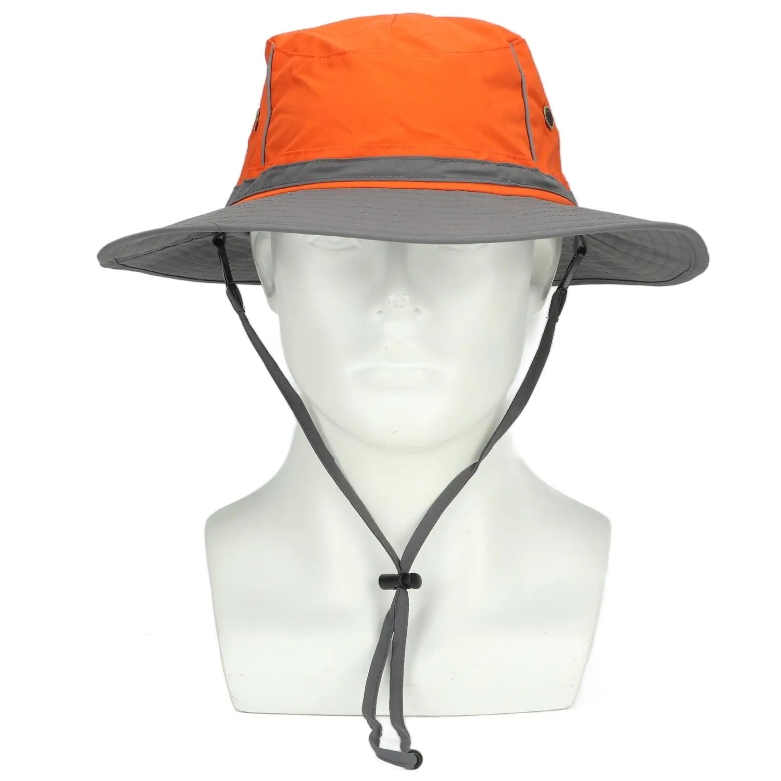 

UPF50+ Orange Sun Hat - Lightweight Adjustable Fishing Hat with Reflective Strip for Outdoor Adventures