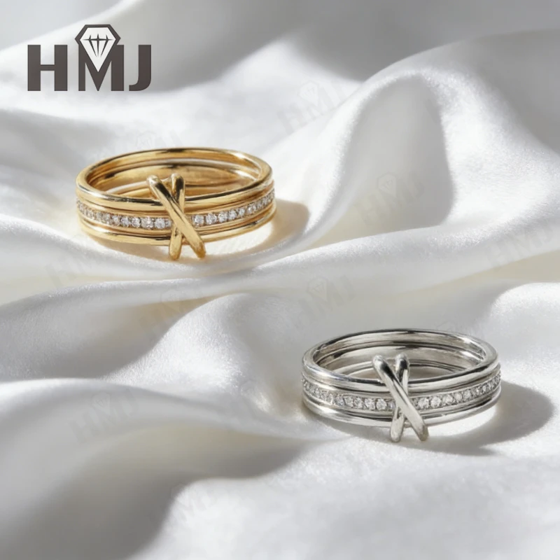 D Color VVS1 Moissanite Ring 925 Sterling Silver Infinity Love Knot Design Engagement Band for Women Anniversary Gift