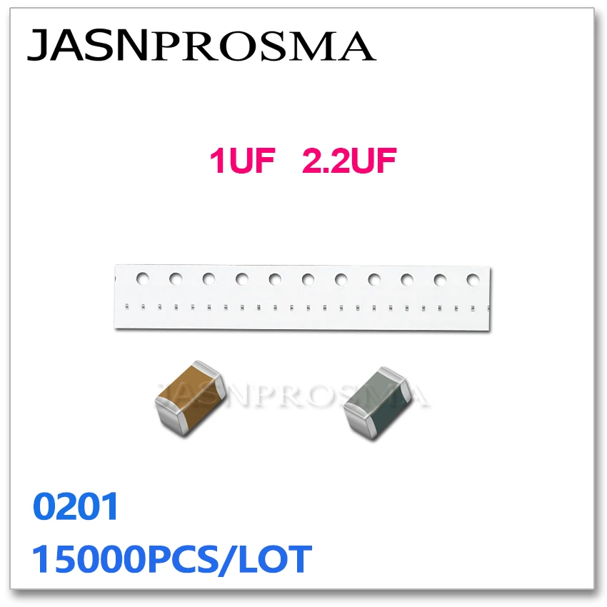 

JASNPROSMA 15000PCS 0201 X5R RoHS 10% 20% 1UF 2.2UF 105 225 K M 6.3V 10V SMD high quality New goods Capacitor