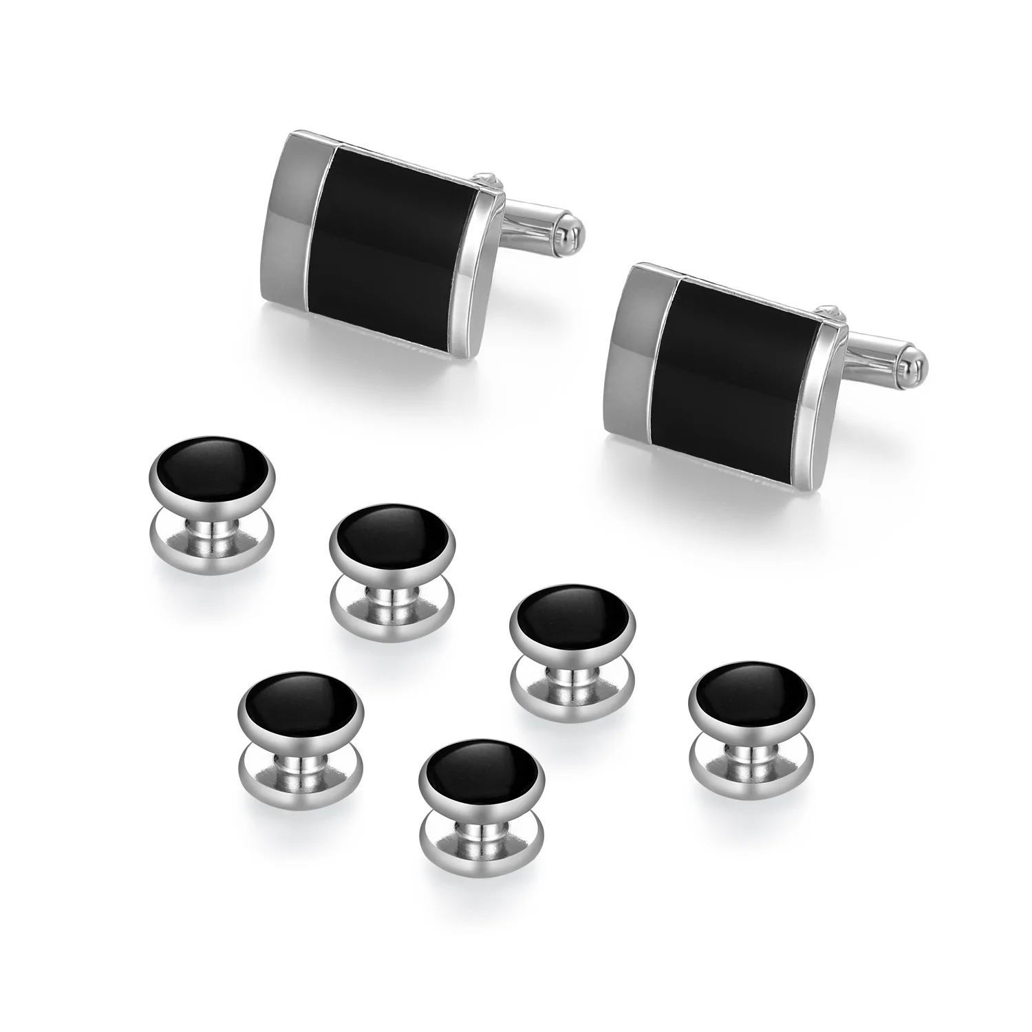 Boutons de manchette classiques en métal pour hommes, boutons de chemise, mode, nœud français, Design minimaliste, boutons de manchette métalliques argentés, ensemble d'accessoires