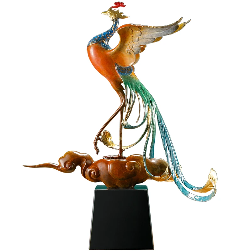 High luxury top quality all copper Phoenix ornaments living room animal bird ornaments