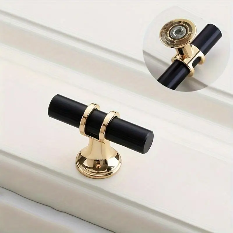 10Pcs Elegant Black Golden Cabinet Knobs Polished Metal Drawer Pulls with Secure Mounting Screws for Modern Home Decor