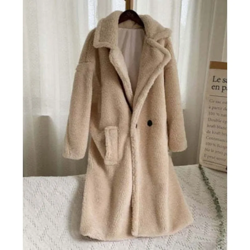 Quilted Coats Women Loose Fashionable Warm Fluffy Jackets 2024 Autumn Winter Medium Long Lamb Comfortable Lady Overgarment