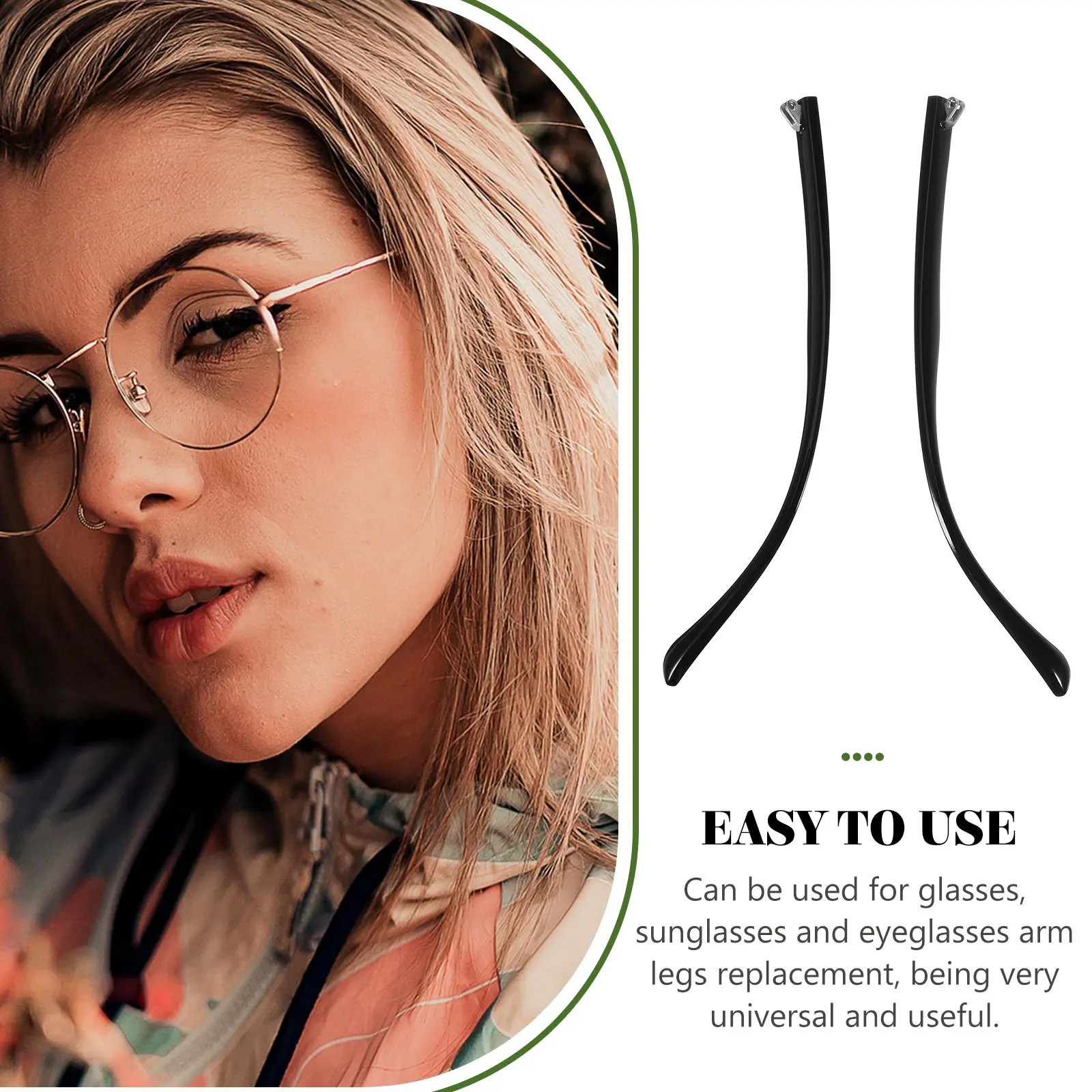 1Pair Stylish Metal Eyeglasses Replacement Temple Arms Universal Glasses Arm Legs for Repair Comfortable Ear Fit Wear Resistant